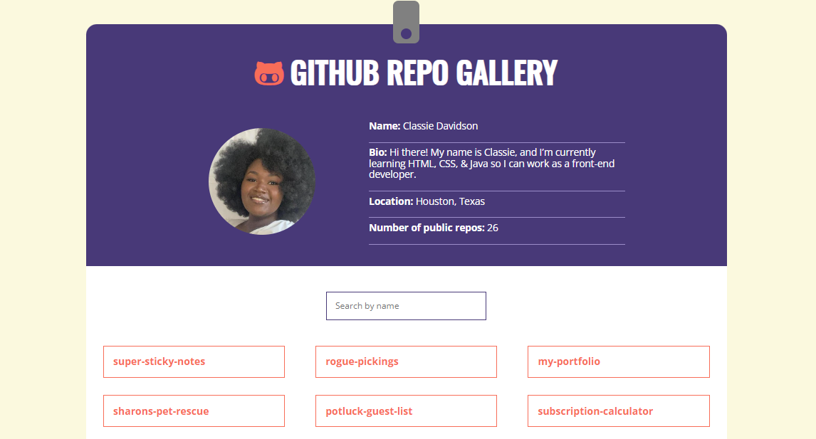 Github Repo Gallery Project